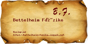 Bettelheim Füzike névjegykártya
